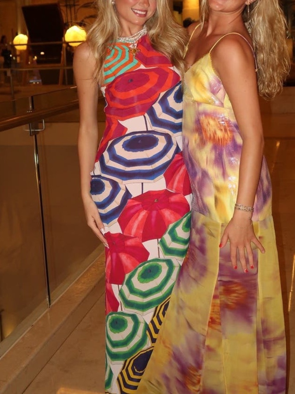 Muma World Multicolored umbrella Riviera Electra Maxi Dress Size M - Picture 5 of 5